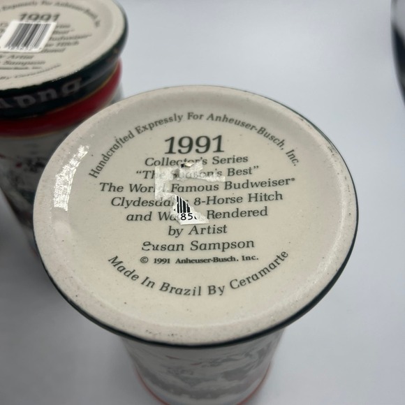 Vintage 4 Anheuser Busch Budweiser Heavy Ceramic Steins 1991 Susan Sampson - Picture 9 of 10